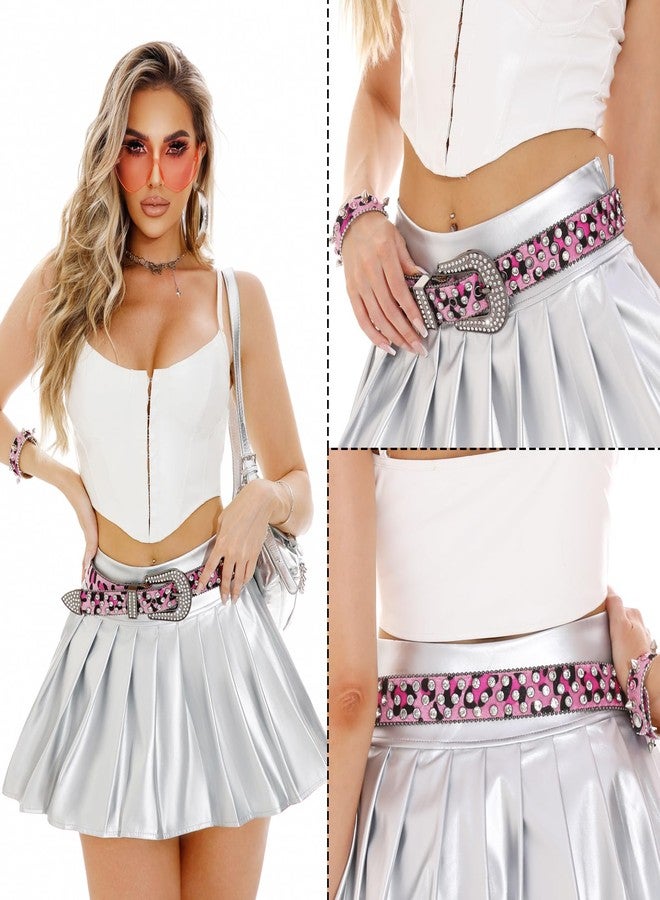 EVERBLTING Rhinestone Belt Leopard Print Bling Belts Men Women Leopard Rhinestone Belt Western Cowgirl BB Belts Y2k 115 - Image 4